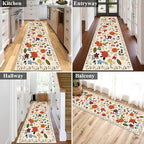 U'Artlines 2'6" x 8' Boho Runner Rug for Hallways Kitchen Colorful Floral Soft Non Slip Washable Floor Carpet Runners for Entryway Laundry Room Bathroom Beige