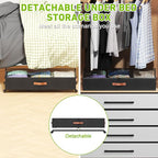 Under Bed Storage with Wheels, 2 Pack Under Bed Storage Containers with Dividers & Clear Lids, Under the bed storage Organizer Bins,Underbed Storage with Wheels for Clothes,Toys,Shoes (Black, 2 Pack)