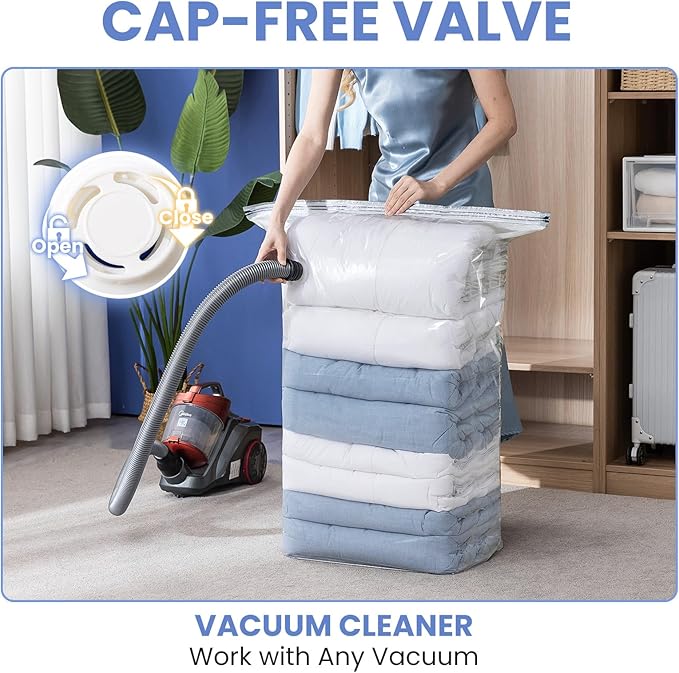 6 Pack Vacuum Storage Bags, Jumbo Cube 31x40x15 Inch, Extra Large Vacuum seal Bgas for Comforters, Blankets, Pillow, Quilts, Space Saver Clost Oragnization-Clear
