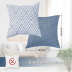 HPUK Decorative Throw Pillow Covers Set of 4 Square Couch Pillows Linen Cushion Cover for Couch Sofa Living Room, 18"x18" inches, Blue