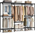 SONGMICS Clothes Rack, Portable Closet, Heavy-Duty Wardrobe Closet Organizer with Hanging Rails and Shelves, 79.9 Inches Tall, Total Load 297 lb, Easy Assembly, for Bedroom, Ink Black URDR212BZ01