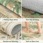 Lessymo Floral Large Area Rug 9x12, Living Room Washable Area Rugs Non Slip Boho Low Plie Large Carpet for Bedroom Dining Room Home Office, Vintage Boho Farmhouse Moody Aesthetic Carpet, Beige Sage