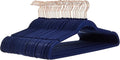 Amazon Basics Slim Velvet Non-Slip Space Saving Suit Clothes Hangers, Sturdy Construction, Navy Blue/Rose Gold, 50-Pack
