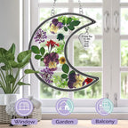 KY&BOSAM Moon Suncatcher Stained Glass for Window Hangings Wind Chime Decor with Pressed Real Flower and Metal I Love You to The Moon and Back Charm Birthday Gift for Women Mom Mother`s Day Christmas