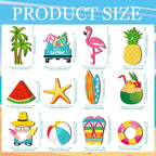 Geelin 36 Pcs Summer Wood Hanging Ornaments for Tree Mini Tree Decorations Hawaiian Beach Wooden Pendant Decorations with String for Luau Party Supplies(Classical)