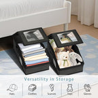 Stackable Hat Storage for Baseball Caps, 2 PCS Hat Storage Boxes for Closet, Holds up to 30 Caps with Cardboard, Hat Organizer for Women & Men(Two Clear Window) (Black)