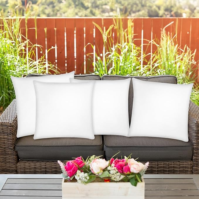Covers & All Throw Pillow Inserts Only Pack of 4, Durable Soft Square 20 x 20 Inches 65 GSM Non-Woven Fabric with 15D Silicon Fiber Filling, Universal uses for Home Decor Office Indoor Outdoor