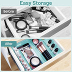 WOWBOX 13 PCS Plastic Drawer Organizer Set, 5 Sizes Desk Drawer Divider Organizers and Storage Bins for Makeup, Jewelry, Gadgets for Kitchen, Bedroom, Bathroom, Office