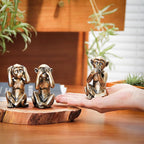 Leekung 3 Wise Monkeys Statue for Home Decor Accents,Hear no Evil See no Evil Speak no Evil Figurine for Living Room Boho Desk Gold Modern Table Decor,Monkey Gift Shelf Decor Accents Antique Bronze