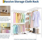 Heavy Duty Garment Rack L Shaped Clothes Rack for Corner,Load 1631LBS,Freestanding Portable Wardrobe Closet Clothing Rack with 7 Adjustable Shelves, 4 Hanging Rods,70.5"H x 85.4"L x 17.4"W