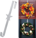15 inches Christmas Decorative Wreath Hangers for Front Door;Over the Door Hooks (Silver, Five-Pointed Star)