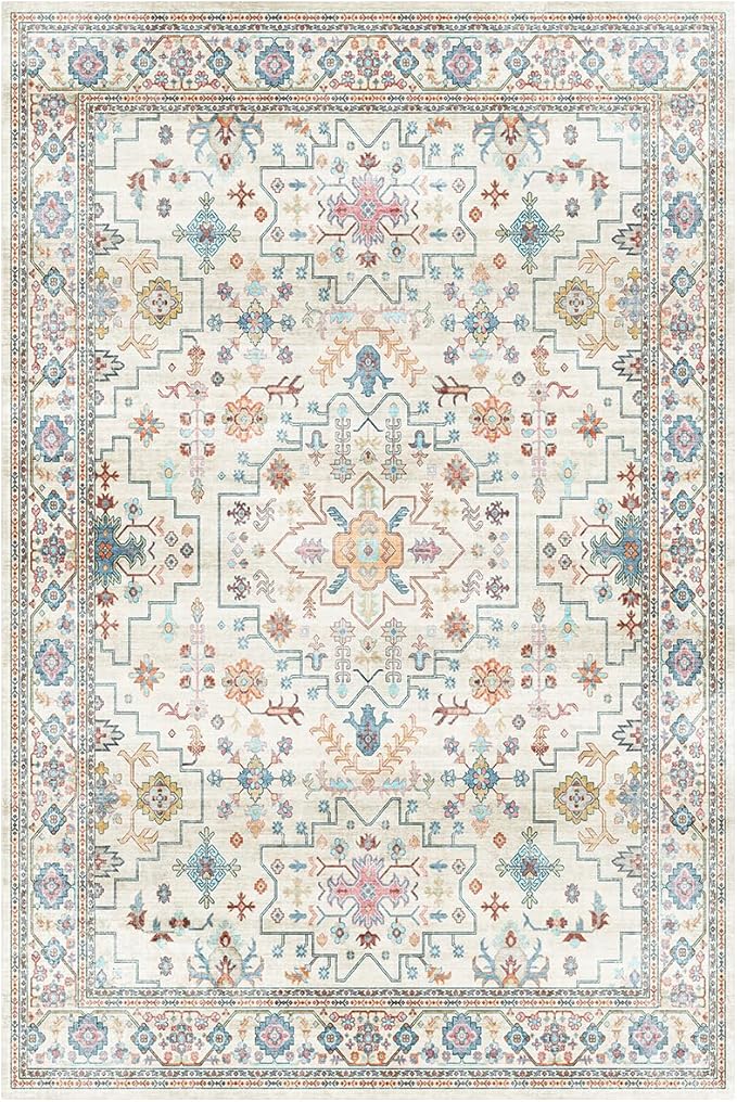 Lessymo Washable Rug for Entryway, 2x3 Kitchen Rugs Non Slip Bathroom Rug, Small Door Mat Indoor Entrance Front Door, Stain Resistant Ashen Charcoal Floral Decor, Multi/Ivory