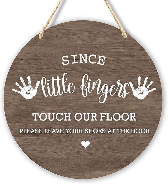 Wall Pediments Shoes Off Sign - Please Take Your Shoes Off, 9.8x9.8 Inches
