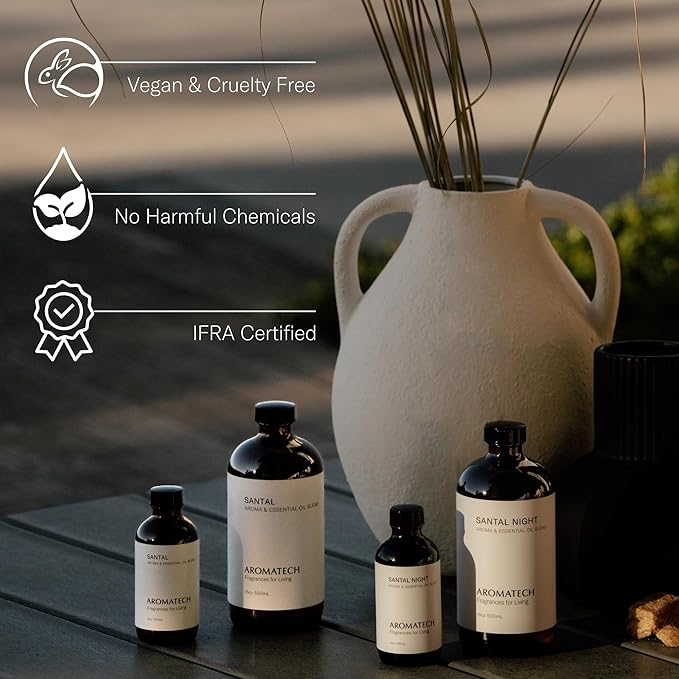 AromaTech Palo Santo & Amber Premium Aroma Oil – Grounding & Inspiring Home Fragrance with Notes of Clary Sage & Lavandin for Scent Diffusers, Cold-Air and UltraSonic Scent Machines (10 mL)