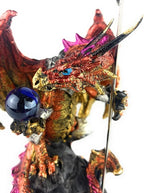 Ain't It Nice Dragon Statue with Medieval Sword and Crystal Ball - Collectible Dragon Figurine, Red - 4(L) 3.5(W) 7(H) inches