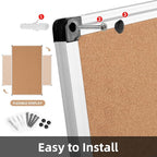 Extra Large Cork Bulletin Board 96" X 48", Silver Aluminum Framed 8'x4' Corkboard for Wall, Wall Mounted Notice Pin Board with 18 Push Pins for School, Home & Office