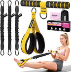 Upgraded Multifunction Pedal Resistance Band with Handle, 3 Tube Adjustable Resistance Bands for Abdomen, Waist, Arm, Core/ABS, Leg Workout - Sit Up Exercise Equipment for Women