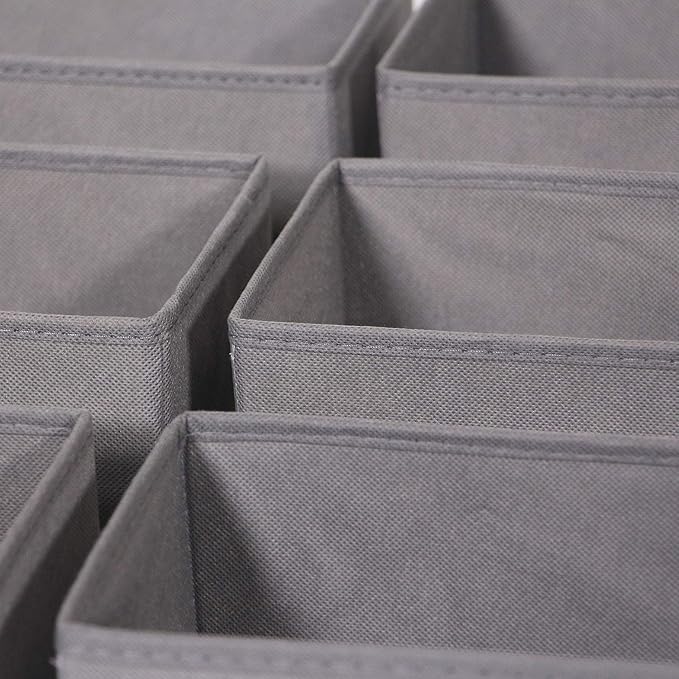 DIOMMELL 6 Pack Foldable Cloth Storage Box Closet Dresser Drawer Organizer Fabric Baskets Bins Containers Divider for Clothes Underwear Bras Socks Lingerie Clothing, M Grey 060