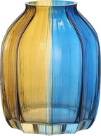 Christmas Flower Glass Vase Blue Gold Two-Toned Floreros Unique Decorative Vase 8.0" Vases Decorations for Centerpieces, Home Decor,Bouquet,Holiday Table