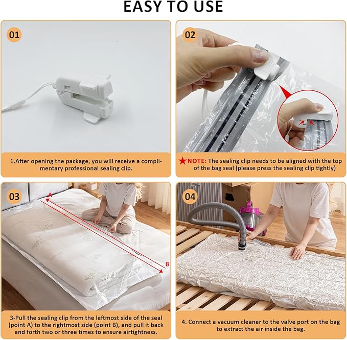 2 PCS Mattress Vacuum Bag, 86.7x39.4 inches Space Saver vacuum Storage Bags,Oversized Vacuum bags, MattressBag Vacuum Sealer Bag for Memory Foam Mattress Moving Shipping Storage
