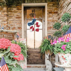 18 Inch Patriotic Red White Blue Large Star Shape Flower Wreath for Front Door, Forth of July American Flag Color Soft Touch Floral Wreath for Indoor and Outdoor, Independence Day Home Decor