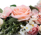 Artificial Peony Flower Swag, 29.6in Faux Eucalyptus Leaves Corner Rose Floral Swags, Artificial Mirror Flower Chair Back Flower Swags for Sheer Drapes, Wedding Chair, Arbor, Wedding(Pink)