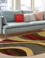 Unique Loom Barista Collection Area Rug - Ngada (4' 1" x 6' 1" Oval, Beige/Red)