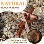 Yookin 13inches Wood Wall Cross Wooden Wall Decor Hanging Cross Decorations for Church Home Office Christian Baptism Religious Gift(Black Walnut)