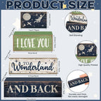 Lineshading 4 Pcs Fairy Tale Nursery Wooden Stacked Signs Decor - "i Love You to Wonderland and Back" Wooden Signs, Rustic Tabletop Decor for Newborn Baby Bedroom Playroom Baby Shower Gifts