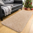 OLANLY 3x6 Machine Washable Runner Rugs for Hallway, Soft Fluffy Shaggy Bedside Rugs for Bedroom, Living Room, Indoor Floor Carpet for Kids Girls and Boys, Nursery Rooms, Home Decor Aesthetic, Beige