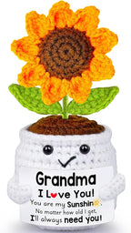 Gifts for Grandma, Grandma Gifts from Grandkids, Birthday Gift for Nana Grandmother GaGa, Mother's Day Birthday I Love You Present for Grandmother, Cute Handmade Crochet Positive Mini Sunflower Doll
