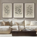Large Framed Botanical Wall Art for Living Room, 3 Piece Neutral Plant Canvas Painting Prints Artwork for Farmhouse Walls, Vintage Floral Pictures for Bedroom Kitchen Hallway Wall Decor, 20x30 Inch