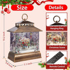 Christmas Snow Globe Lantern Water Glittering Lantern with 8 Songs & 6H Timer Romote Control Christmas Snow Globes USB & Battery Operated for Christmas Festival Decorations Gifts (Christmas Carol)