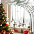 kanpura 6 Inch Teardrop Ornaments Glass Drop Ornaments Clear Crystal Chandelier Pendant Hanging for Centerpieces Christmas Tree Winter Party Decor(10 Pcs)