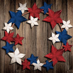MorningRo Metal Patriotic Wreaths for Front Door 250th Anniversary Red White Blue Star 4th of July Wreaths Independence Day Hanging Vintage Rustic Independence Day Welcome Sign for Porch Wall Home