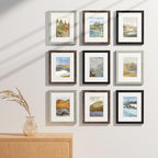 Vittanly 8x10 Picture Frames Set of 9, Display 5x7 Pictures with Mat or 8x10 without Mat, Photo Frames for Wall or Tabletop with Plexiglass, Engineered Wood, Black&Brown&Grey