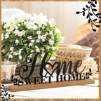 Teenyyou Home Sweet Home Sign House Table Decor Bless Centerpiece Black Metal Word Sign with Wooden Base for Sweet Family Tabletop Desk Decoration Housewarming Gift
