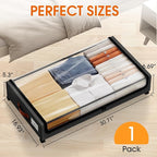 Under Bed Storage with Wheels 1Pack Storage Containers with Clear Window&Label Under Bed Drawers Rolling Under Bed Storage for Clothes,Shoes, Blankets (30.71 x 16.93 x 6.69 in, Black)