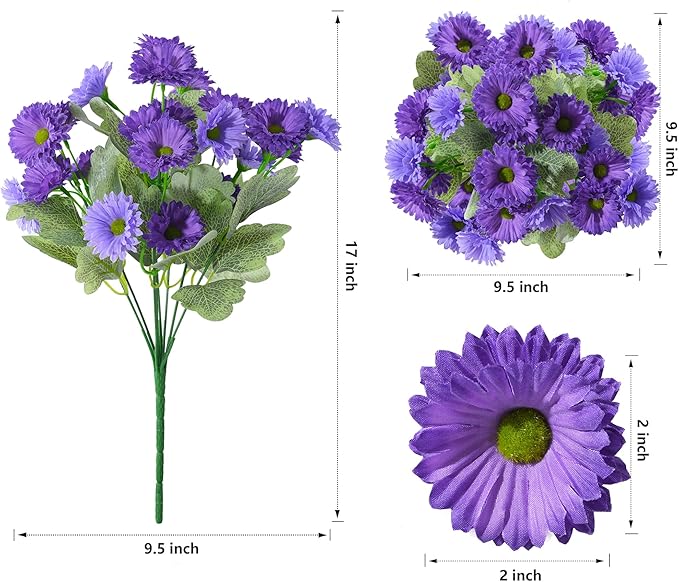 HyeFlora Artificial Flowers for Outdoors Faux Plants Spring Decoration, 6 Bundles Fake Daisy Silk Flowers for Outside Realistic UV Resistant for Outdoor Planters Porch Patio Balcony Yard Home