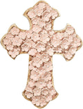 Dicksons Raised Flower Blossom Pastel Coral Pink 12 x 9 Resin Stone Hanging Wall Cross