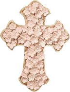 Dicksons Raised Flower Blossom Pastel Coral Pink 12 x 9 Resin Stone Hanging Wall Cross