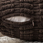 MIULEE Pack of 2 Corduroy Decorative Throw Pillow Covers 20x20 Inch Soft Boho Striped Pillow Covers Modern Farmhouse Home Decor for Sofa Living Room Couch Bed Dark Brown