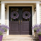 26" Purple Lavender and Eucalyptus Wreath - Artificial Farmhouse Front Door Decor for Porch, Window, Wall | Spring, Summer, Fall Home Decor Gift