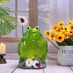 Spring Frog Snow Globe Decor with 6H Timer, Swirling Glitter Frog Snowglobe Spring Figurine Decorations, USB/Battery Operated, for Spring Holiday Home Decor and Gift (Frog Flower)