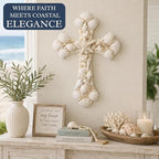 Seashell Cross Wall Decor – 12x8 Inch Handmade Religious Wall Art with Starfish, Abalone & Seashell Accents – Wall Mount Decorative Coastal Christian Cross for Wall & Room Decor by SassyXpressions