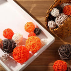 Patelai 36 Pcs Wicker Rattan Balls Decorative Balls for Vase Centerpiece Bowls Orbs Filler for Home Decor,4 Sizes(Bright Color,2.4'',2'',1.6'',1.2'')