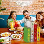 Lineshading 4 Pcs Cinco De Mayo Decor Wooden Books Stack Mexican Table Decorations Rustic Fiesta Tiered Tray Decor Sombrero Cactus Red Chili Centerpiece for Fiesta Mexican Birthday Party Decoration