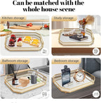 Vintage Gold Mirrored Vanity Mirror Tray Decorative Perfume and Makeup Organizer with Handles for Dresser,Bathroom or Jewelry Display, Decor Home Large Size (Large)