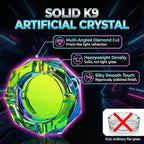 Kaforise Heavy K9 Crystal Ashtray for Cigarettes – Cool Color-Changing Glass Ash Tray for Outdoor Patio & Home Decor – Fancy Geometric Tabletop Accessories, Unique Luxury Gift for Men Smokers(03)
