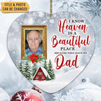 HYTURTLE Personalized Memorial Sympathy Christmas Ornament Tree Decor Gifts for Family Loss of Loved One Mom Dad in Heaven - Heaven Beautiful Custom Photo Acrylic Heart Ornament